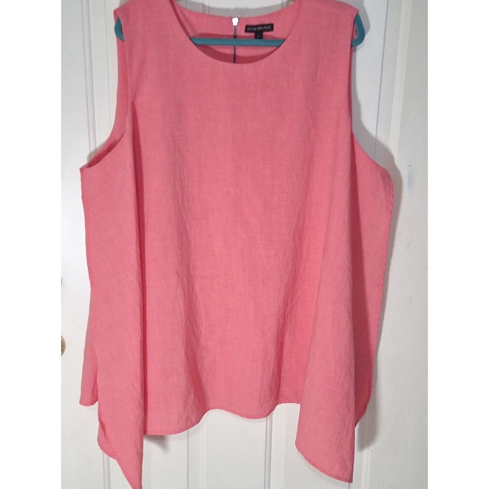 Lane Bryant Sz 24 1 Pink Sleeveless Layered Tank Blouse Zip Back Top 268
